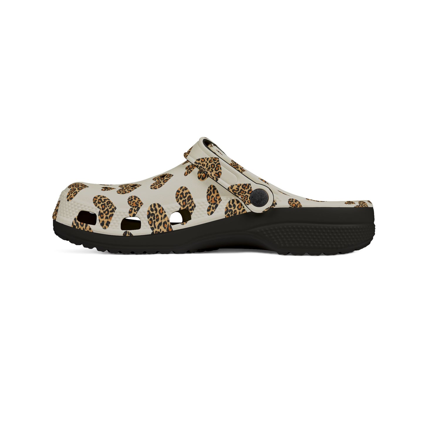Leopard Heart EVA Clogs — Comfortable Leopard-Print Foam Shoes