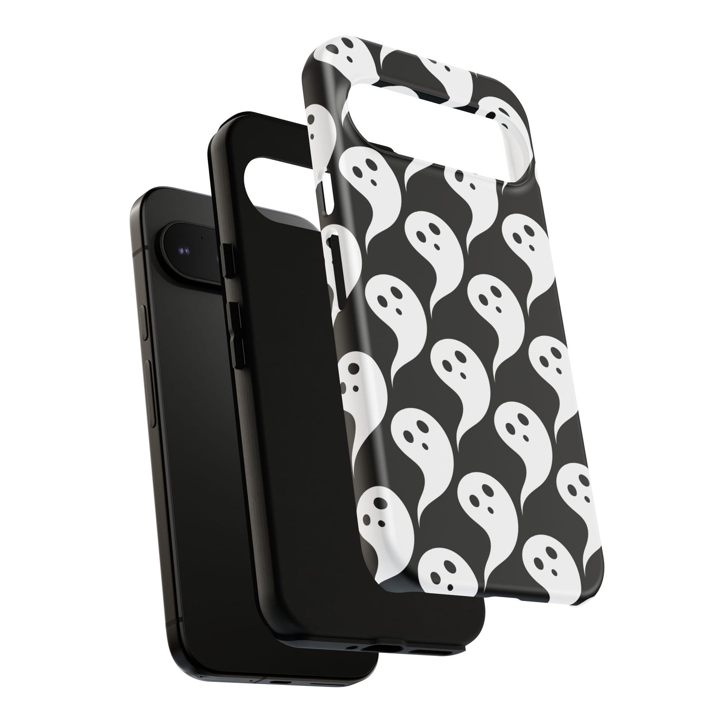 Ghost Pattern Phone Case, Cute Ghost Cell Phone Cover, Halloween Accessory, Spooky Gift, Black and White Phone Case