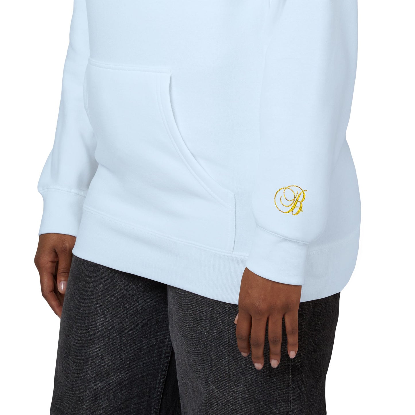 Coral Gold Floral Initial Hoodie — Monogram 'B' Casual Pullover