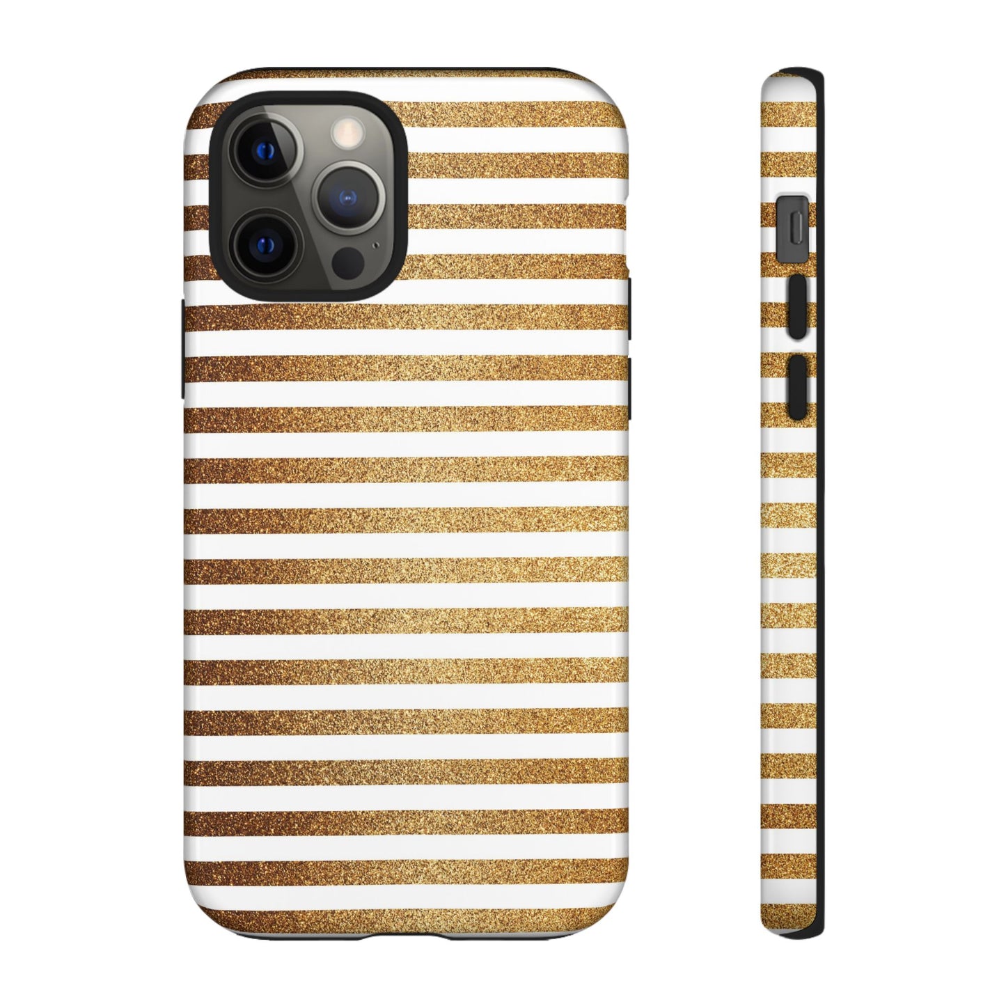 Glamorous Gold Striped Phone Case | Tough Cases, Stylish Phone Cover, Chic Accessories, Gift for Her, Fashionable Tech