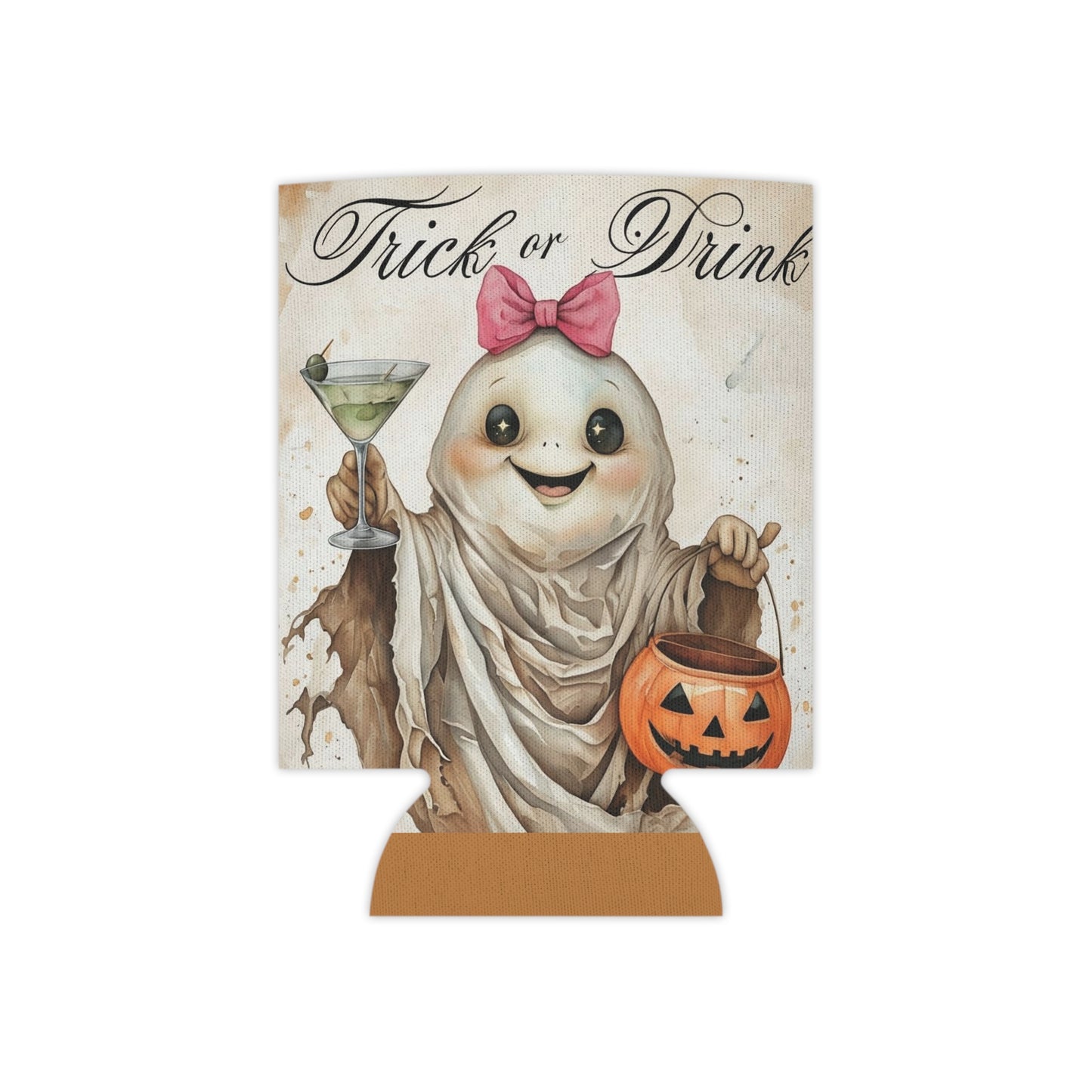 Halloween Can Cooler, Trick or Drink Party Favor, Spooky Drink Holder, Cute Ghost Design, Fall Celebration Accessory