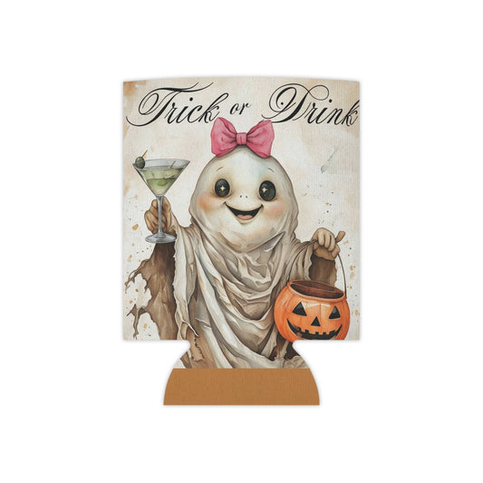 Halloween Can Cooler, Trick or Drink Party Favor, Spooky Drink Holder, Cute Ghost Design, Fall Celebration Accessory