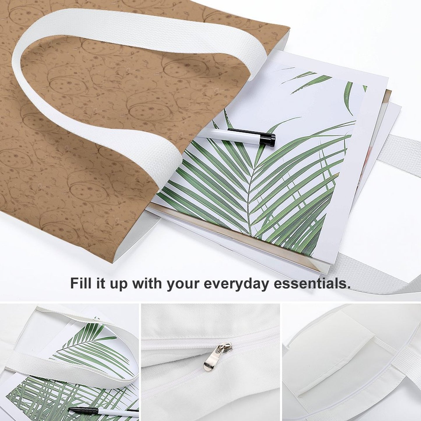 Canvas Material Tote Bags with Interior Pocket (Dual-sided Printing)
