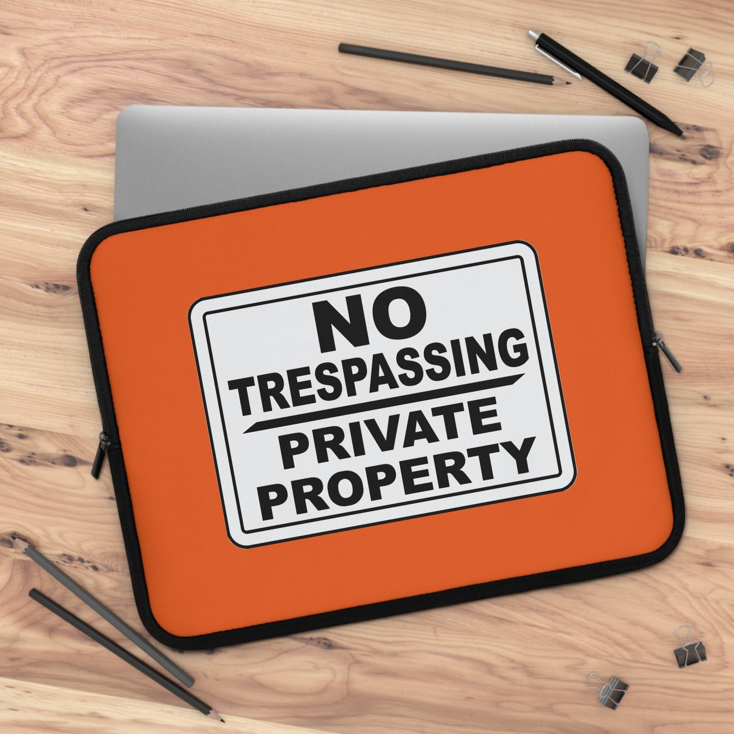 Bold Statement Laptop Sleeve - No Trespassing Design, Tech Accessory, Gift Idea, Modern Decor, Secure Storage