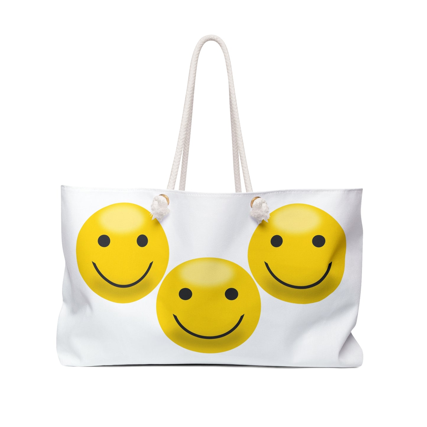 Smiley Face Weekender Bag - Fun Travel Tote, Beach Bag, Gym Bag, Smiley Accessories, Gift for Friends
