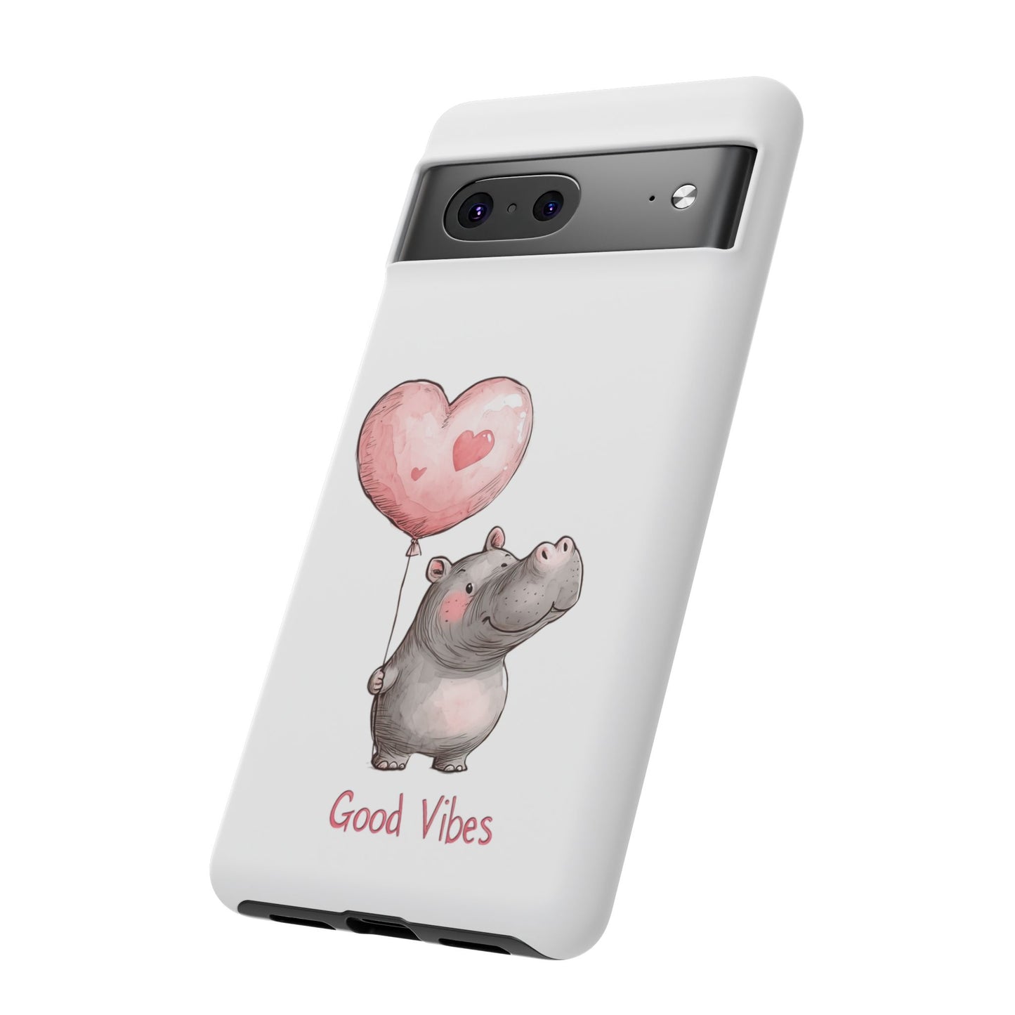 Cute Hippo Phone Case - Good Vibes Design, Animal Lover Gift, Fun Accessory, Birthday Present, Phone Accessories