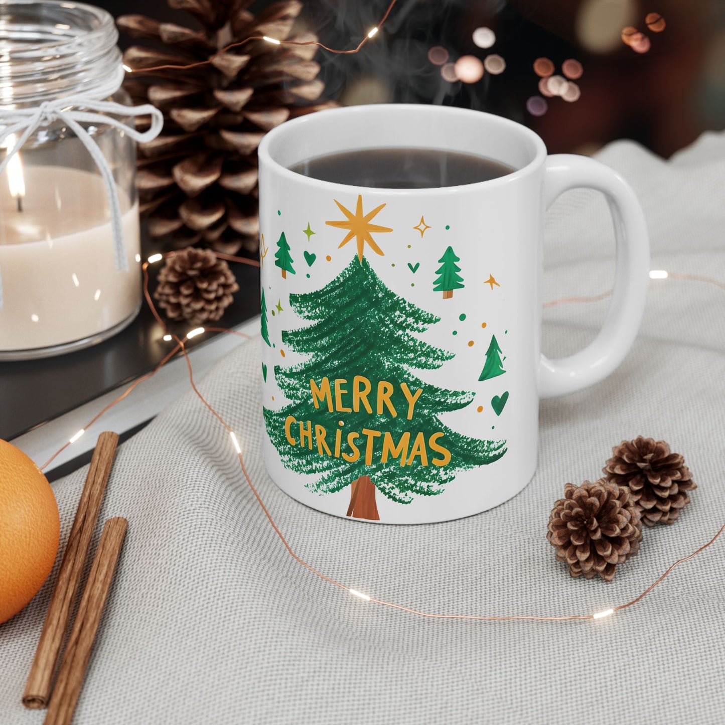Festive Christmas Ceramic Mug | Holiday Coffee Cup, Hand-painted Design, Gift for Him, Her, Family, Friends, Winter Wonderland