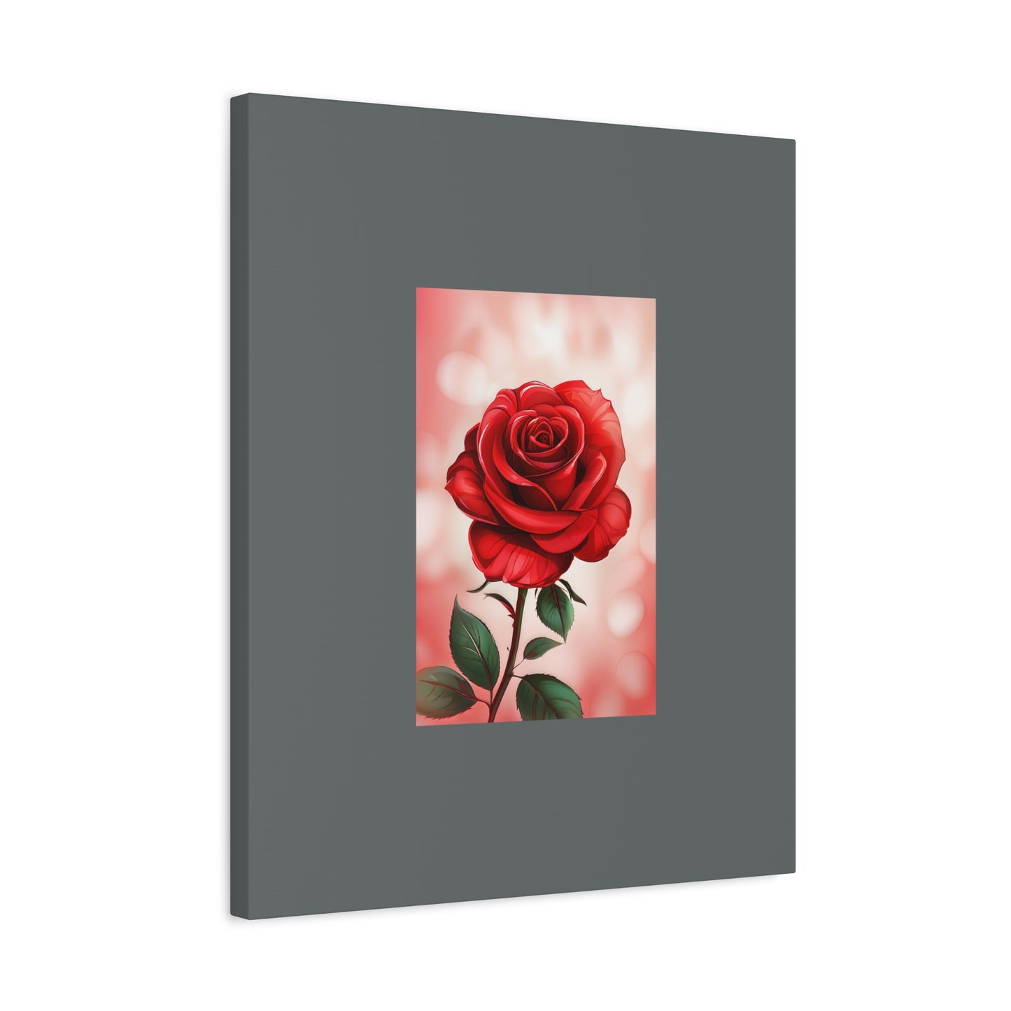 Red Rose Vertical Matte Canvas Print — Romantic Floral Wall Art