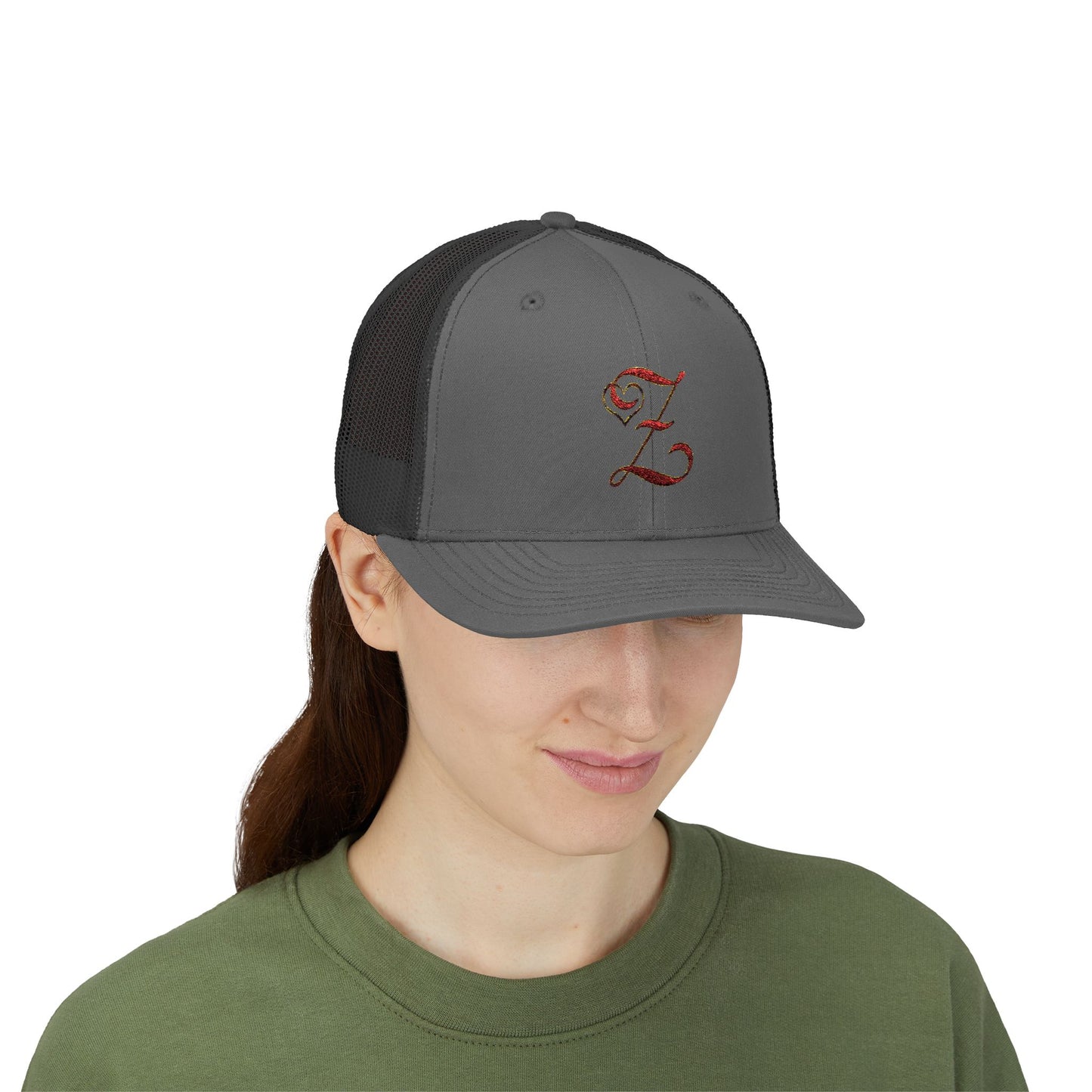 Embroidered 'Z' Snapback Trucker Cap — Vintage Monogram Initial Hat