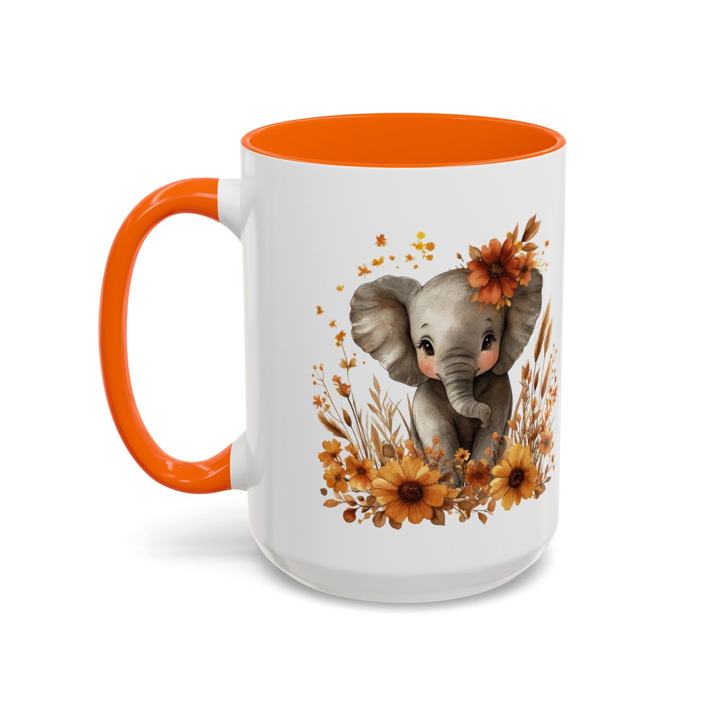 Adorable Elephant Floral Coffee Mug, Cute Animal Mug, Coffee Lover Gift, Kids Mug, Baby Shower Decor