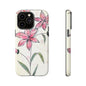 Floral Phone Case with Elegant Pink Lilies, Cute Floral Accessories, Phone Protection, Gift for Her, Stylish Cell Phone Cover