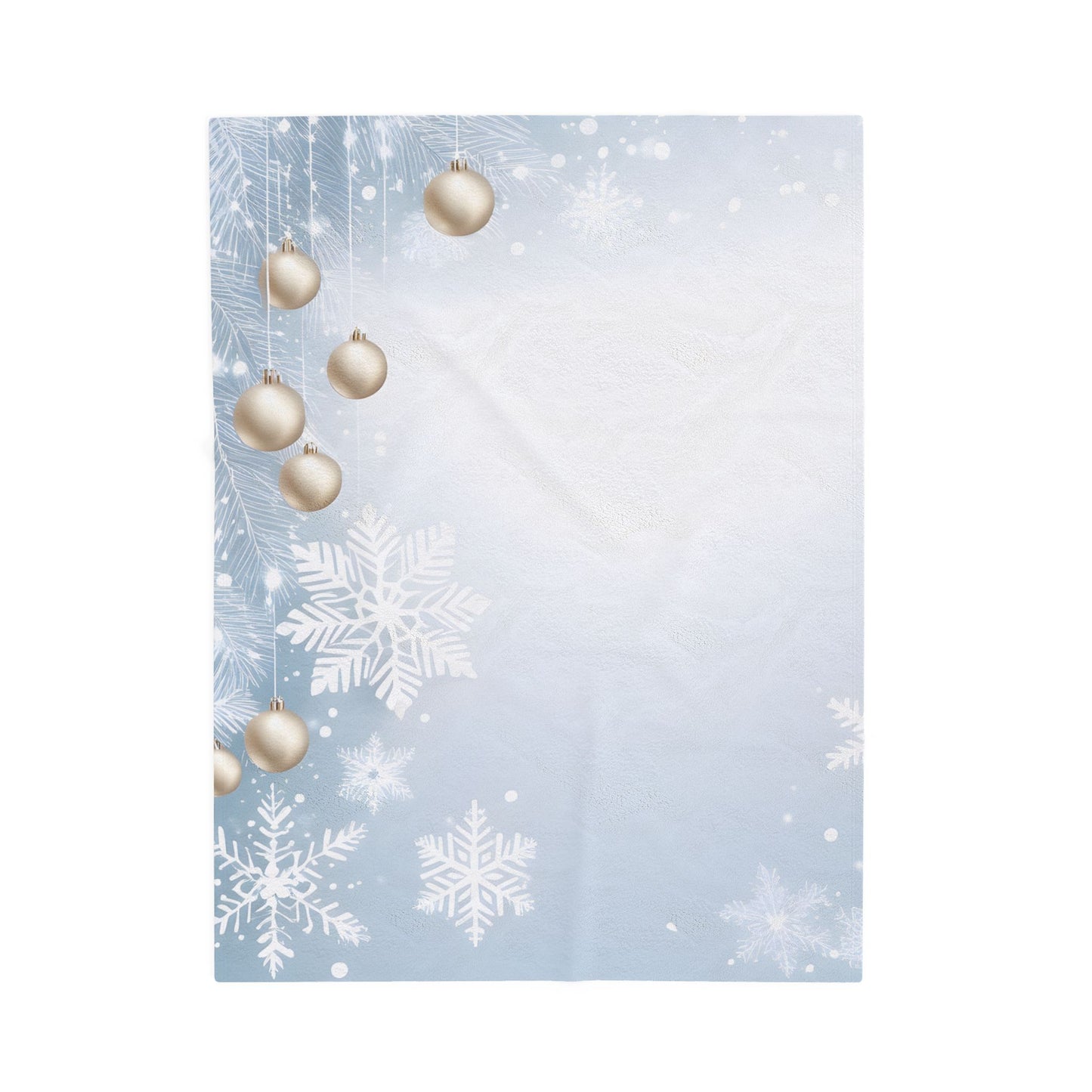 Holiday Snowflake Velveteen Plush Blanket — Gold Ornament Winter Throw