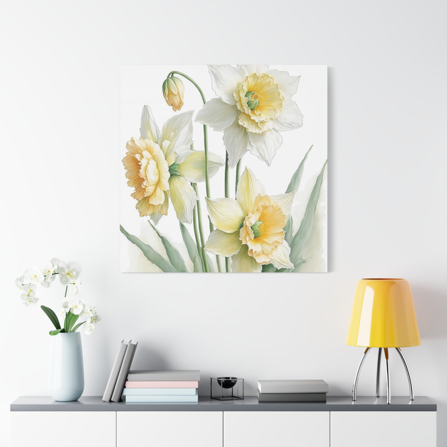 Matte Canvas, Stretched, 1.25" beautiful flowers white and yellow.