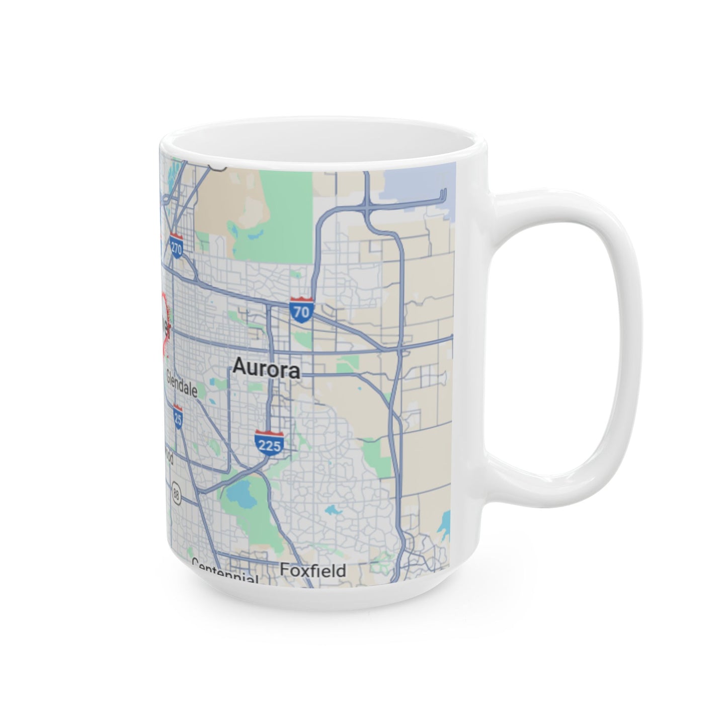 Personalized Denver Map Ceramic Mug - Custom Coffee Cup, Great Gift for Coffee Lovers, Home Decor, Moving Away, Housewarming, Road Trip
