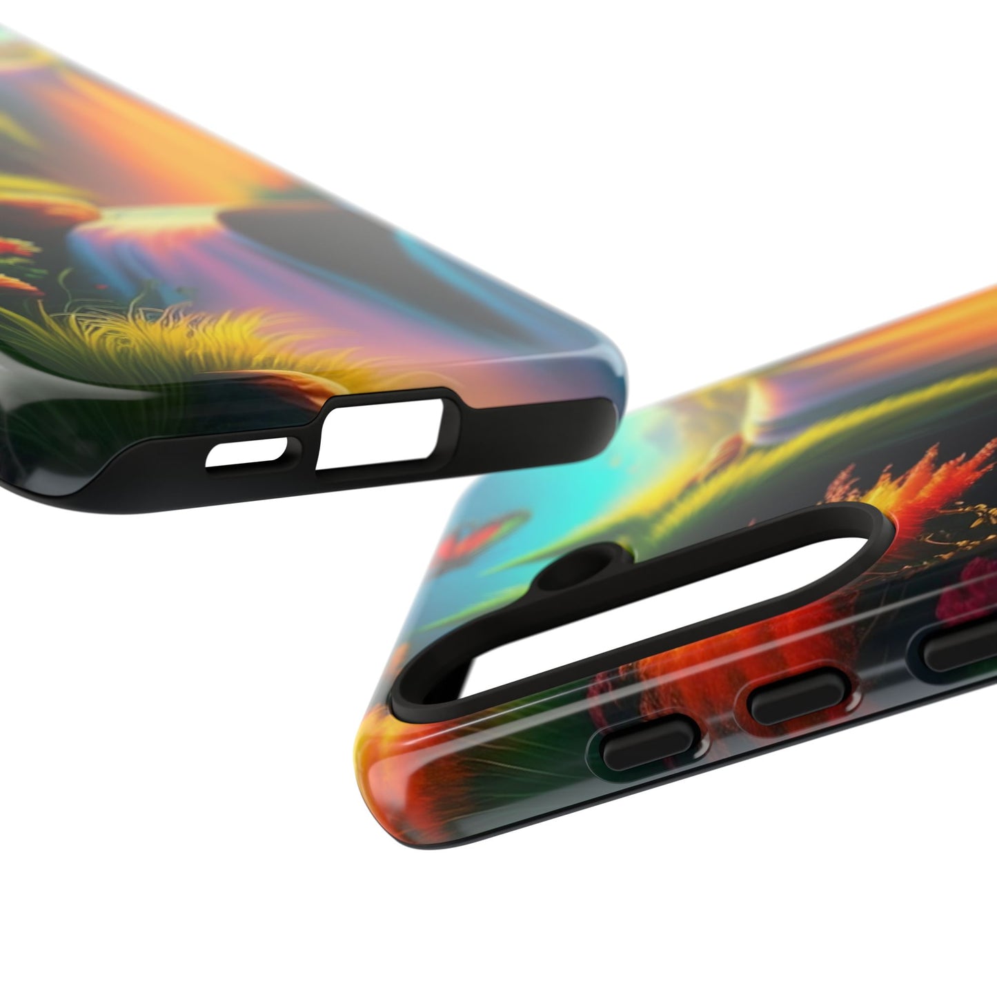 Phone Case - Vibrant Waterfall Landscape with Butterfly | Colorful Nature Protective Case