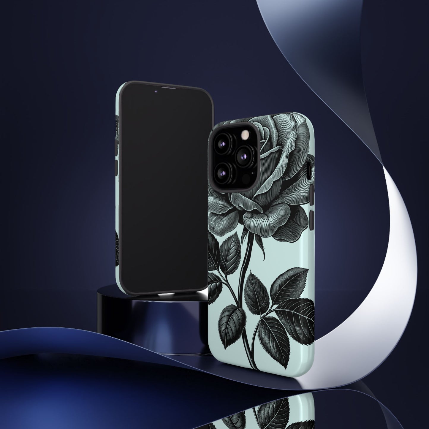 Elegant Floral Phone Case, Tough Cases for iPhones, Black Rose Design, Gift for Her, Stylish Phone Cover, Birthday Gifts
