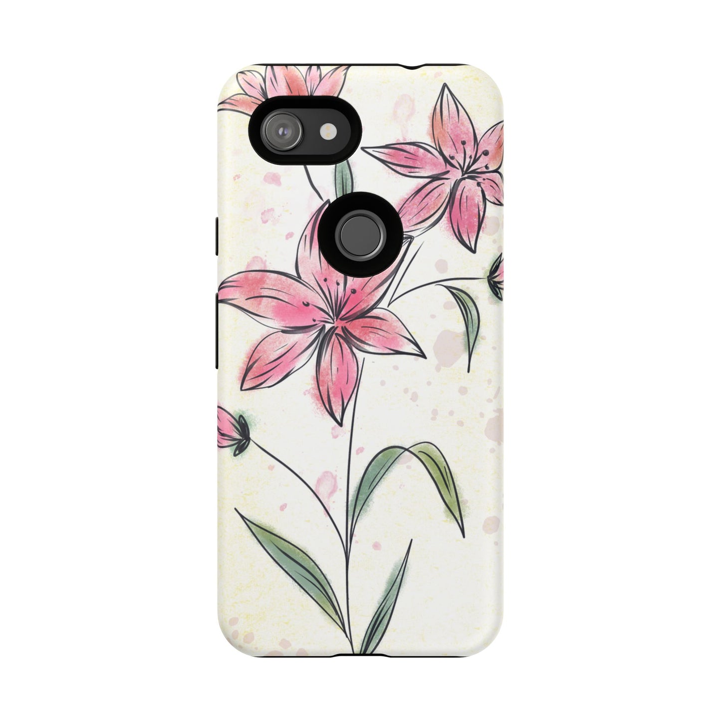 Floral Phone Case with Elegant Pink Lilies, Cute Floral Accessories, Phone Protection, Gift for Her, Stylish Cell Phone Cover