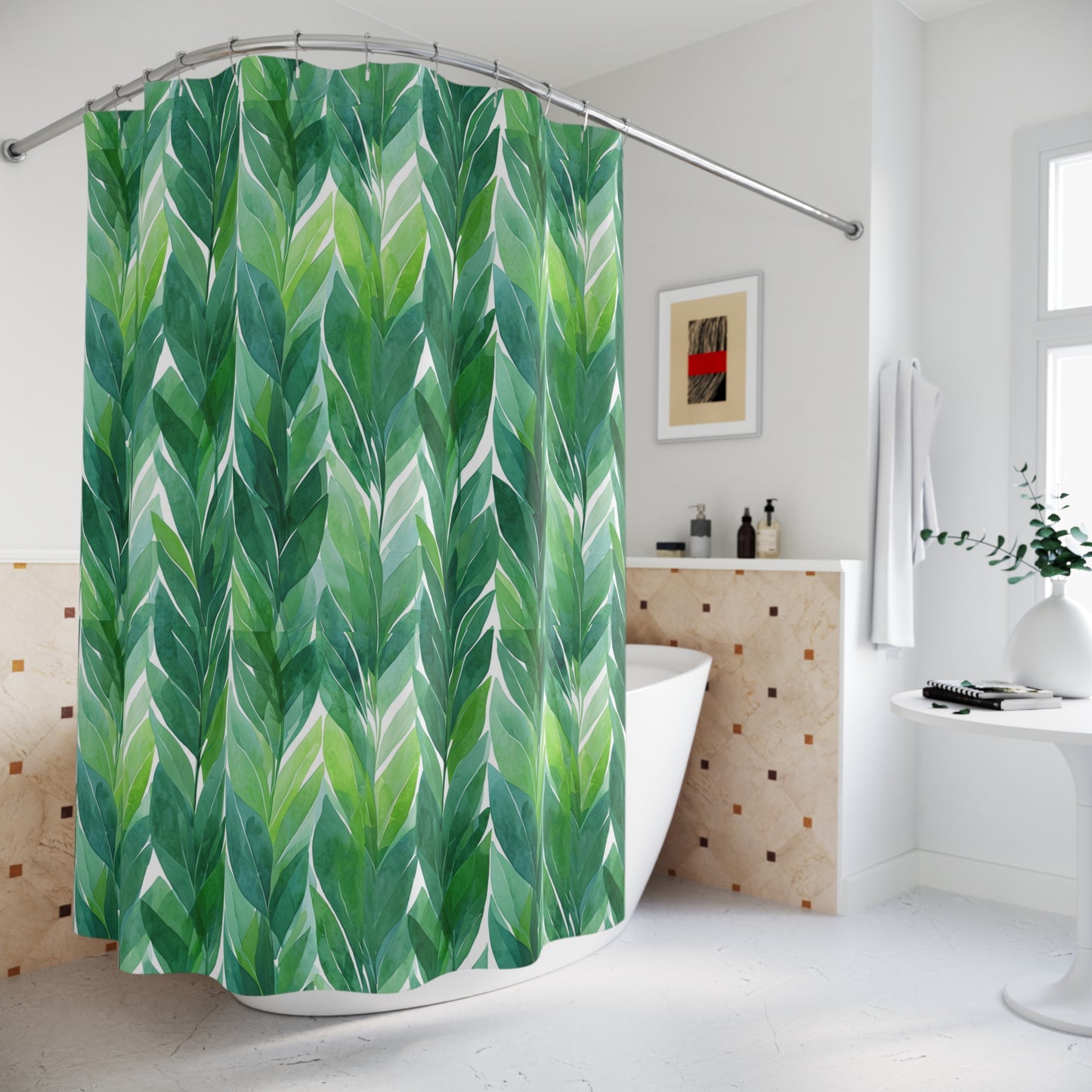 Lush Green Leaf Shower Curtain - Botanical Home Decor, Bathroom Accessory, Nature-Inspired Gift, Eco-Friendly Design