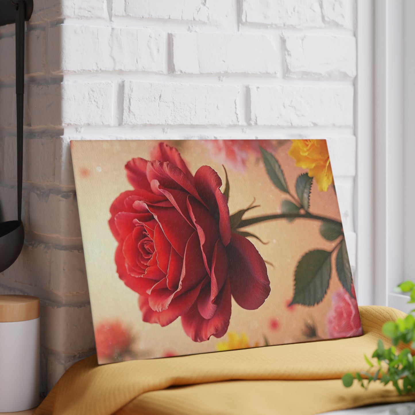 Romantic Floral Glass Cutting Board, Kitchen Decor, Wedding Gift, Home Cooking, Unique Housewarming Gift, Gift for Her