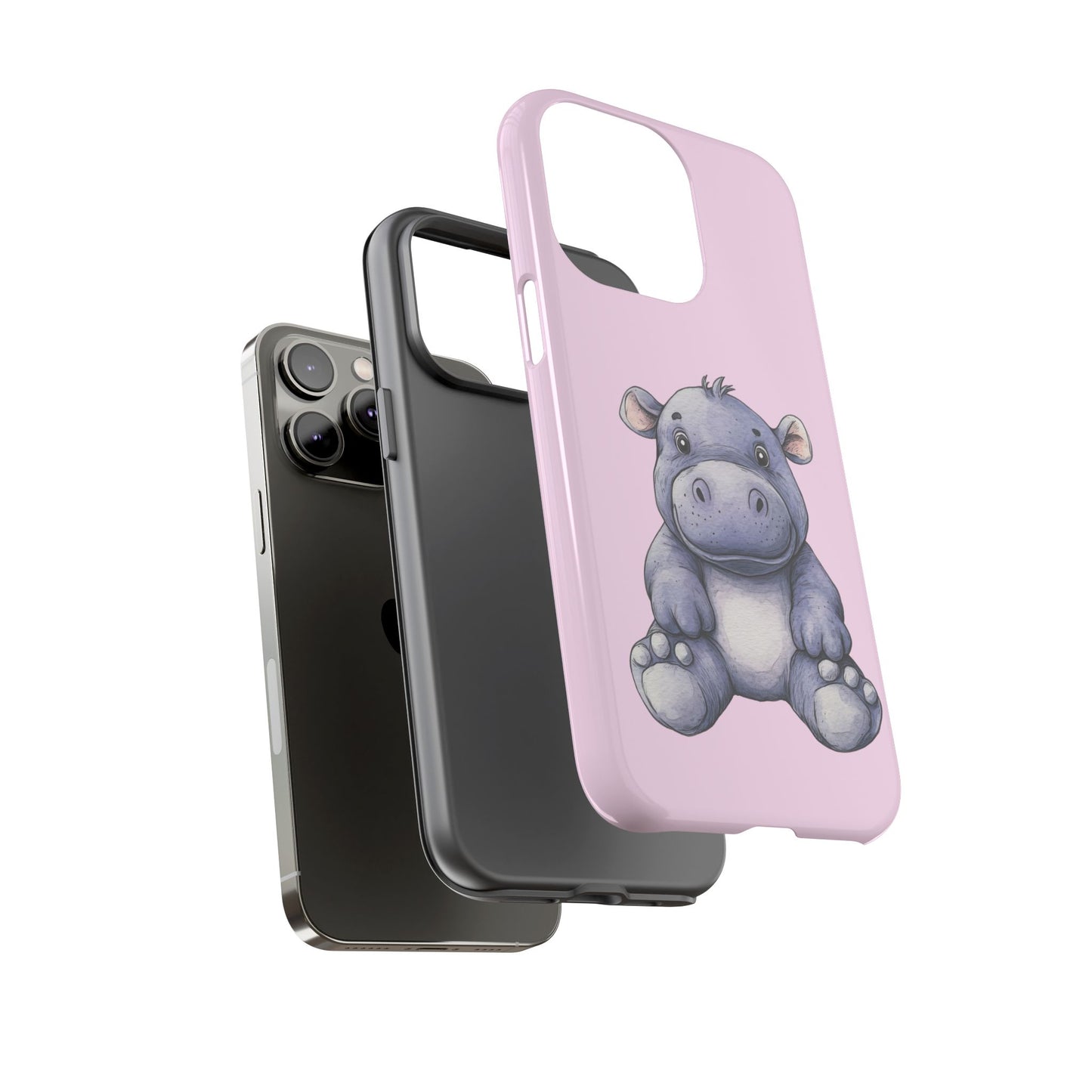Cute Hippo Phone Case - Tough Cases, Animal Phone Cover, Kawaii Accessories, Gifts for Kids, Unique Tech Gear
