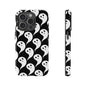 Ghost Pattern Phone Case, Cute Ghost Cell Phone Cover, Halloween Accessory, Spooky Gift, Black and White Phone Case