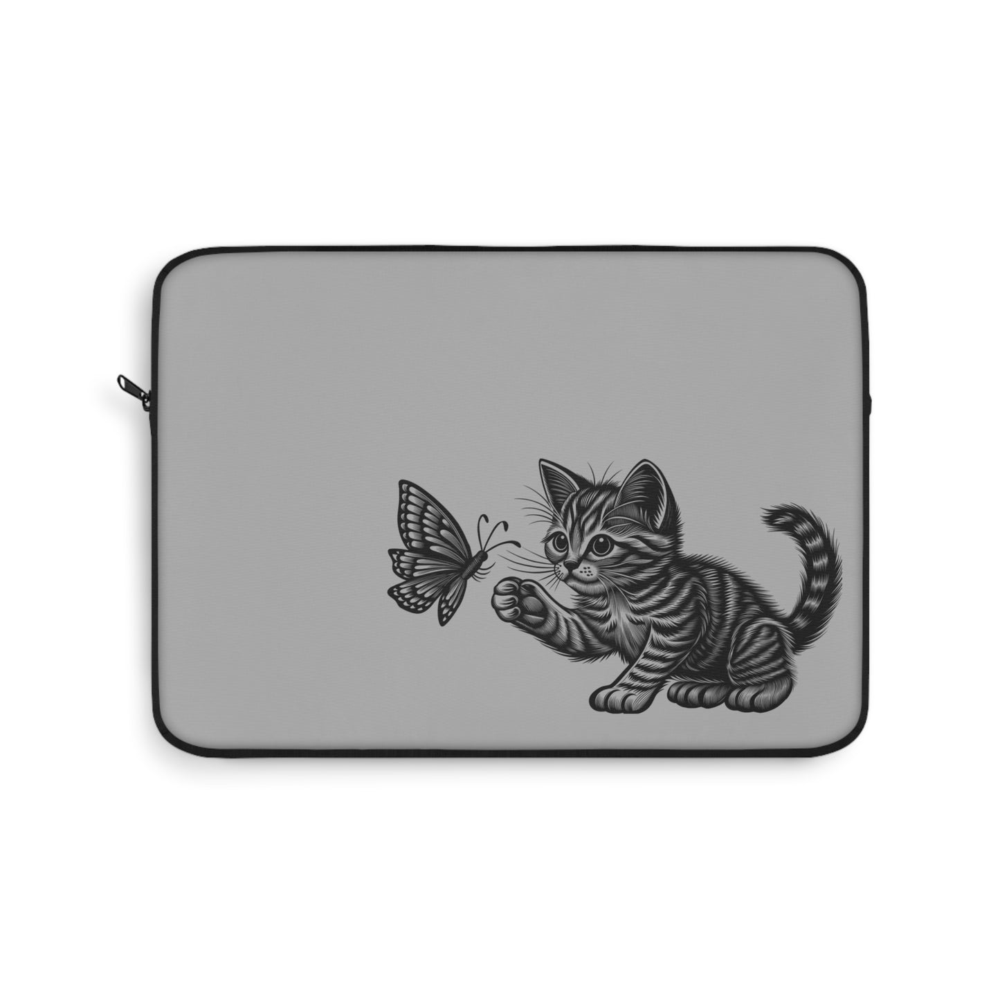 Cute Cat & Butterfly Laptop Sleeve, Animal Lover Gift, Tech Accessory, Cat Mom Gift, Under 35 Gift, Birthday, Home Office Decor