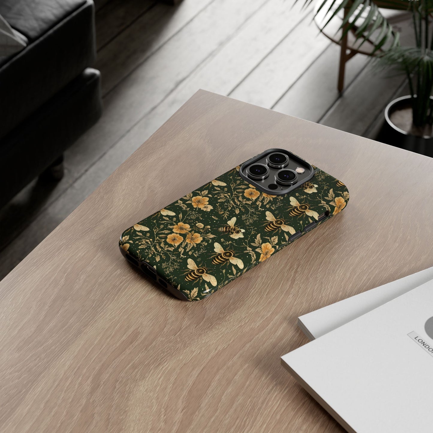 Nature-Inspired Phone Case, Tough Cases for Nature Lovers, Floral Bee Design, Eco-Friendly Gift, Summer Vibes, Trendy Phone Accessory,