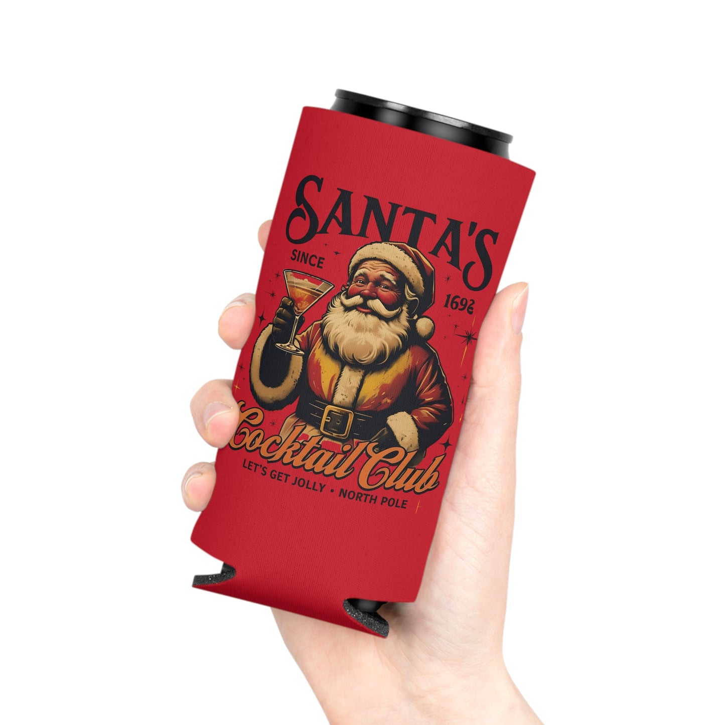 Festive Santa Can Cooler, Holiday Drink Insulator, Christmas Party Vibe, Perfect for Gifts and Gatherings, Drinkware for Celebrations