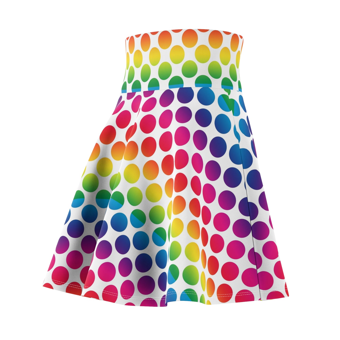 Colorful Polka Dot Women's Skater Skirt, Fun Summer Skirt, Festival Outfit, Casual Wear, Bright Skirt for Parties
