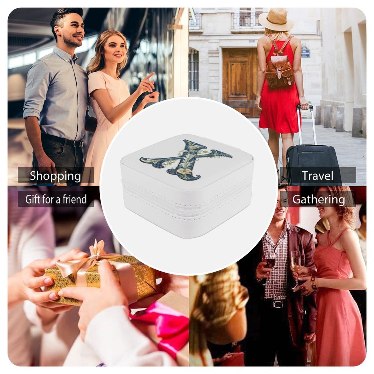 PU Portable Travel Jewellery Box - Letter X