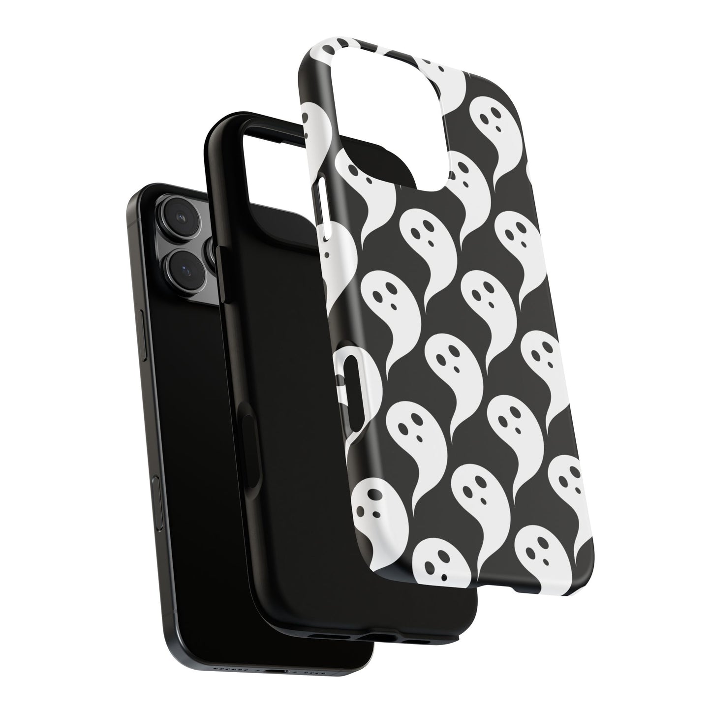Ghost Pattern Phone Case, Cute Ghost Cell Phone Cover, Halloween Accessory, Spooky Gift, Black and White Phone Case