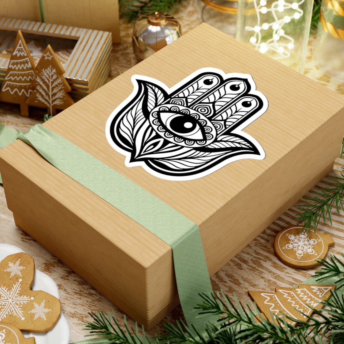 Hamsa Hand Eye Kiss-Cut Sticker — Protective Boho Spiritual Decal