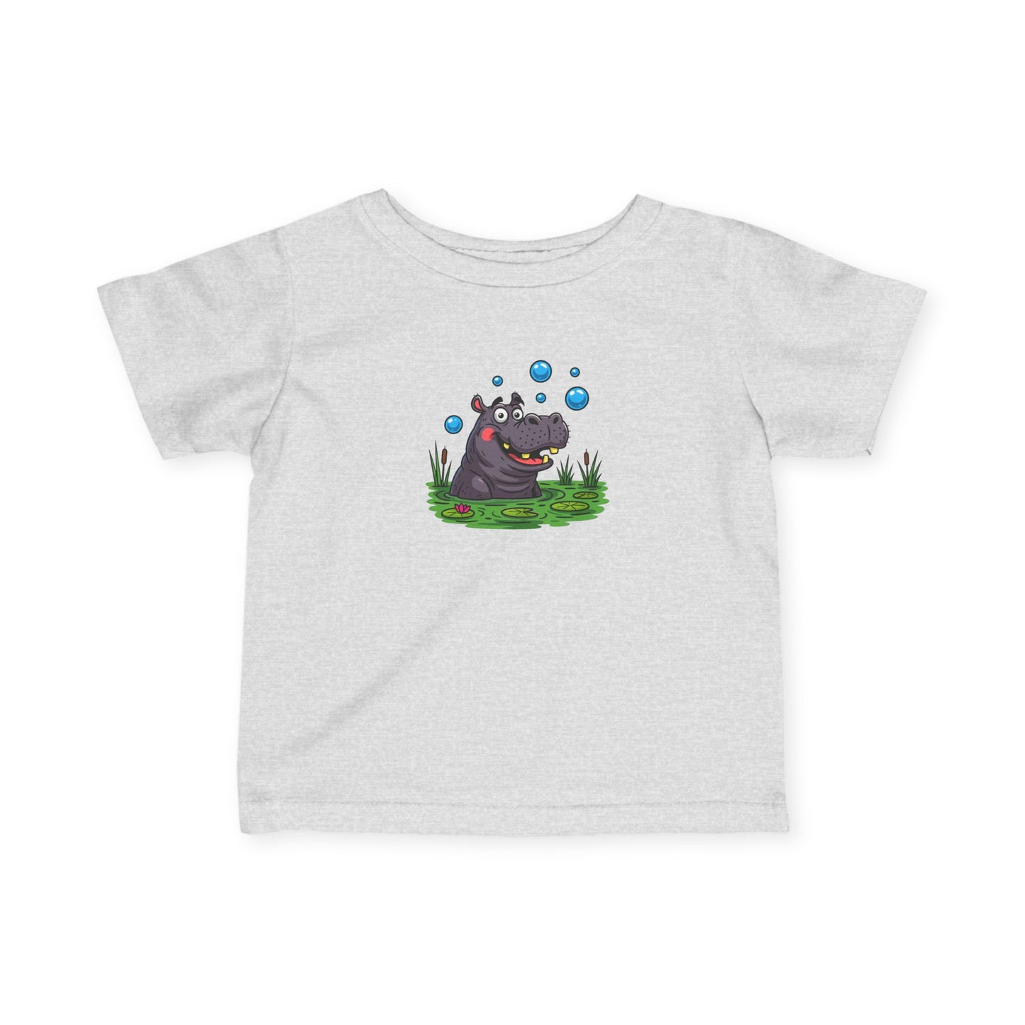 Cute Hippo Infant Tee with Bubbles, Baby Shirt, Toddler T-Shirt, Fun Kids Clothing, Unique Baby Gift, Pram Outfit
