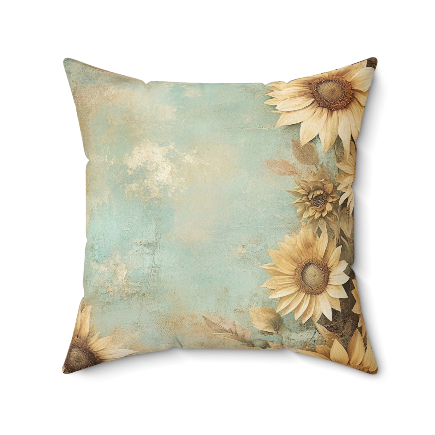 Sunflower Print Square Pillow, Floral Home Decor, Cozy Throw Cushion, Rustic Room Accent, Gift for Her, Summer Vibes