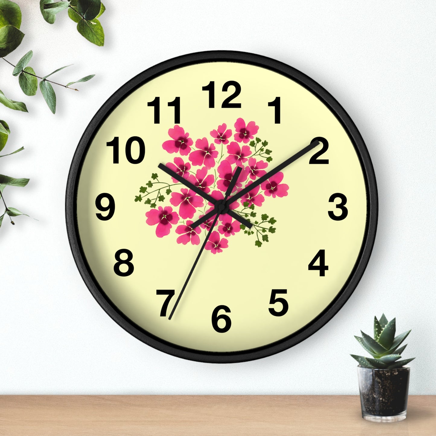 Floral Wall Clock with Pink Flowers, Home Decor, Gift for Gardening Enthusiasts, Mother's Day Present, Living Room Accent, Spring Vibes