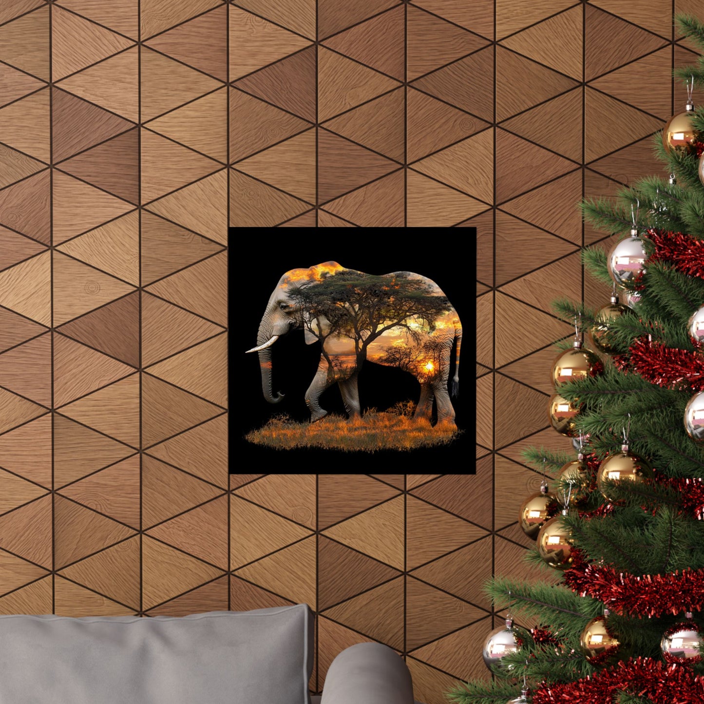 Elephant Sunset Matte Vertical Poster, Wall Art Decor, Animal Lovers Art, Gift for Nature Enthusiasts, Home Decoration