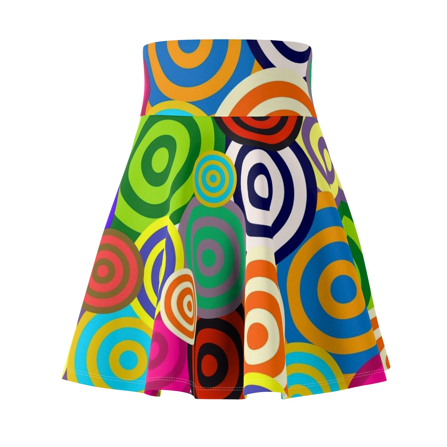 Colorful Spiral Print Women's Skater Skirt, Casual Summer Skirt, Festival Outfit, Bohemian Style, Vibrant AOP Design, Gift for Her
