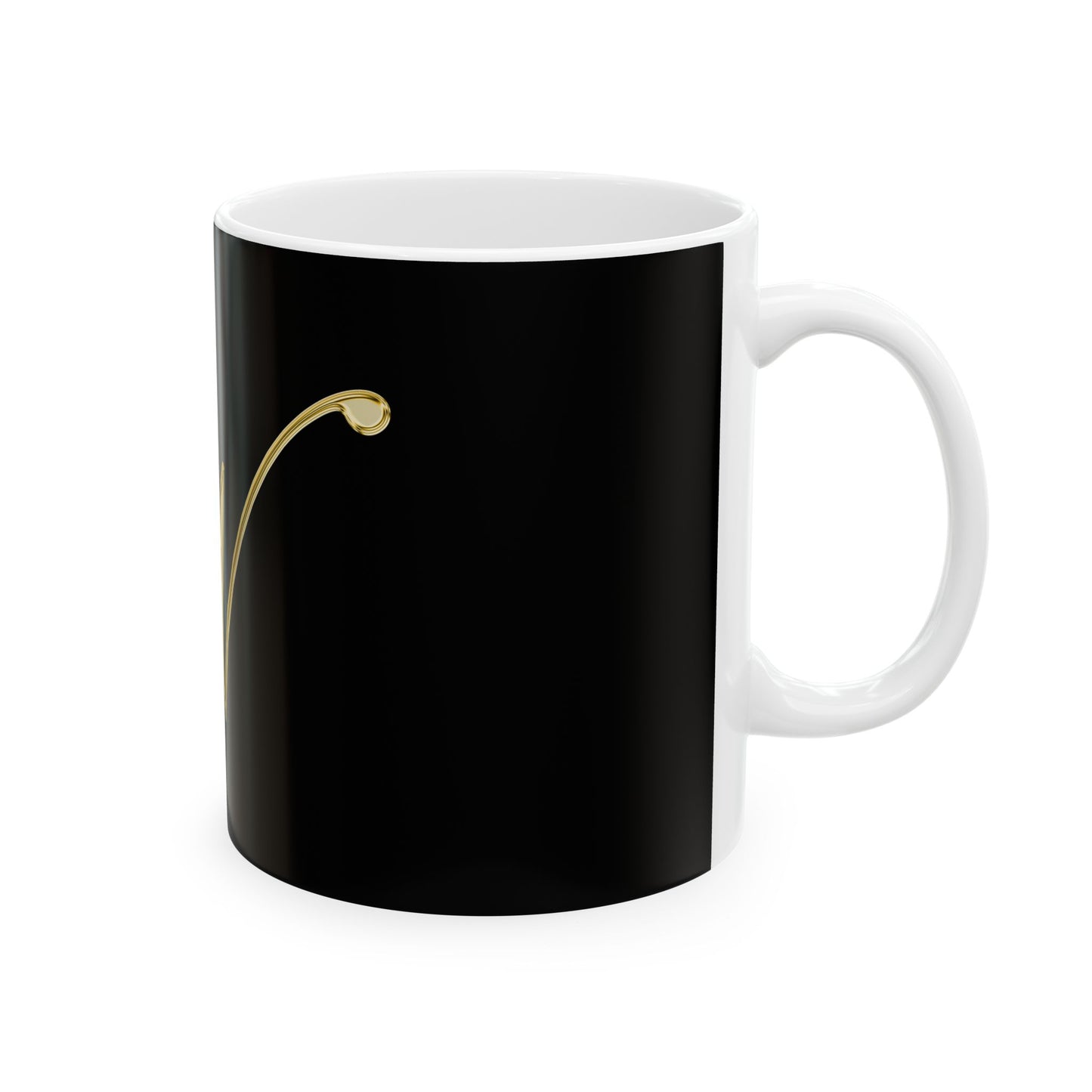Gold Script 'W' Monogram Ceramic Mug – Elegant Initial Coffee Cup (11oz, 15oz)