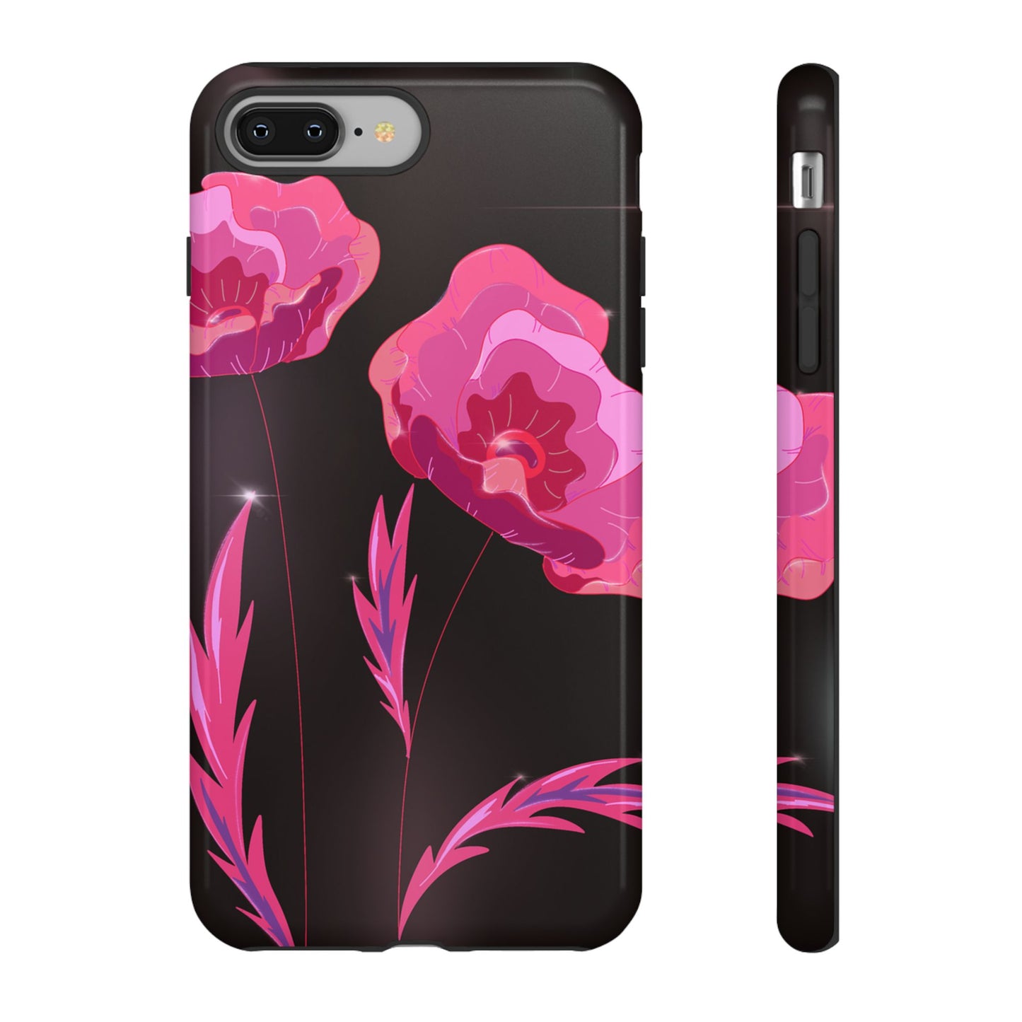 Floral iPhone Case | Tough Cases with Pink Poppy Design, Elegant Flower Phone Cover, Gift for Her, Spring Accessories, Chic Tech