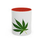 Marijuana Leaf Accent Coffee Mug | Cannabis Lover's Gift, Unique Coffee Cup, Pothead Mug, Stoner Gift Idea, Greenery Decor