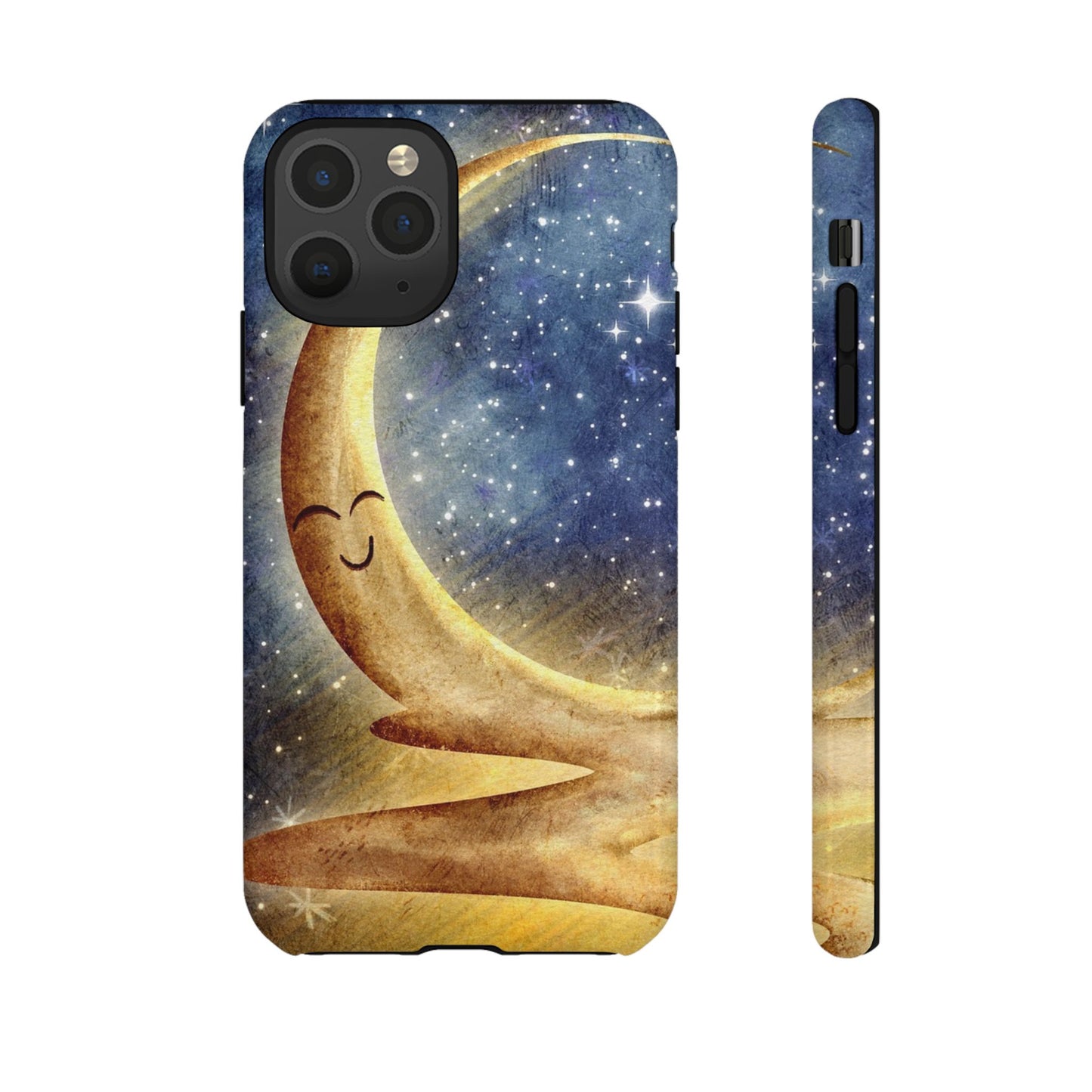 Moonlit Smile Phone Case — Starry Night Crescent Moon iPhone Cover