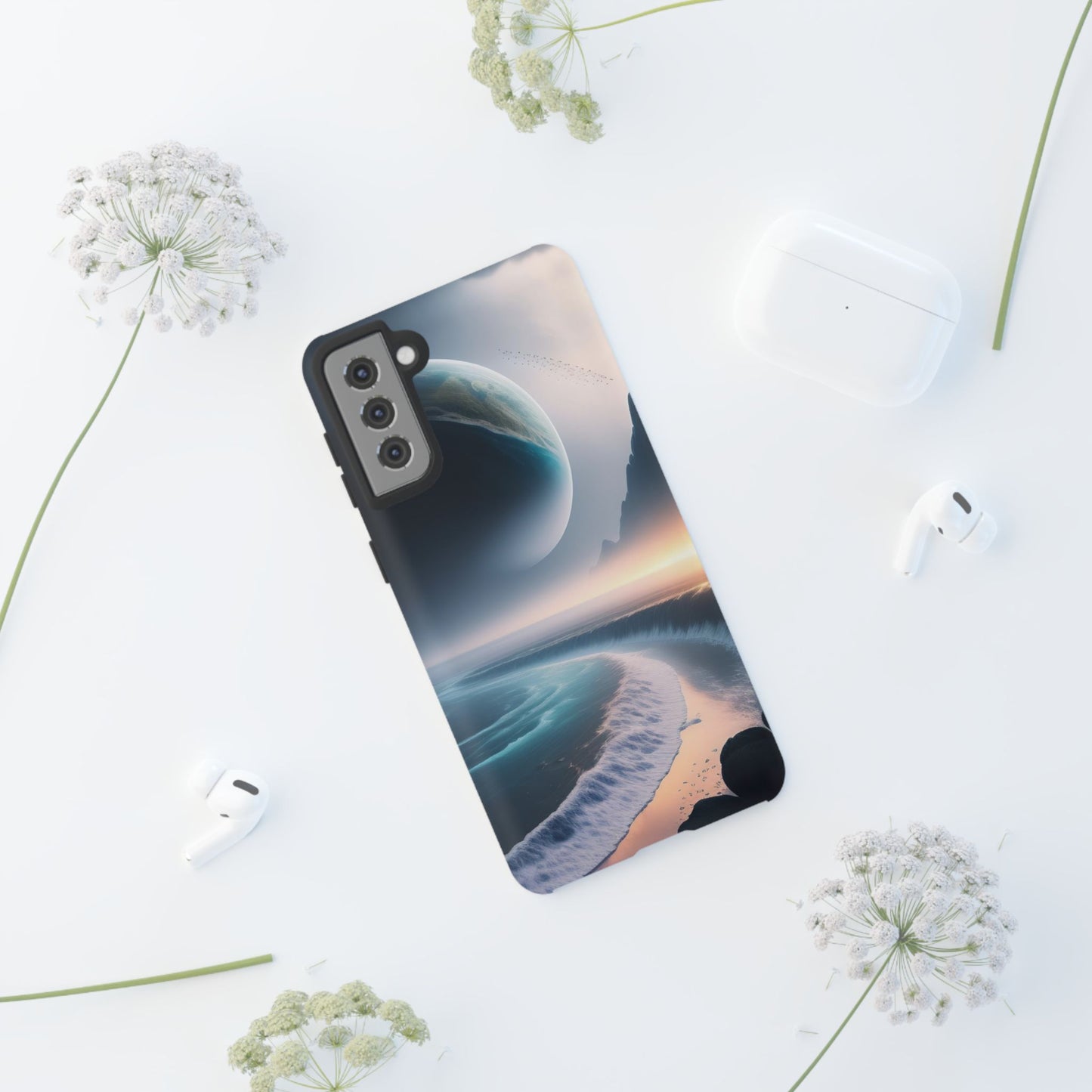 Galaxy Ocean Phone Case — Surreal Planet Beach Tough Case