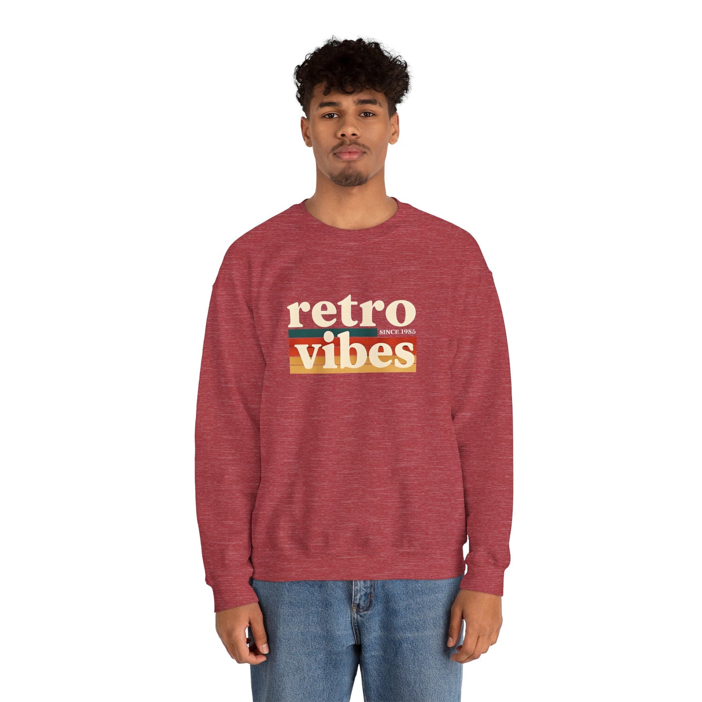 Retro Vibes Crewneck Sweatshirt, Unisex Vintage Style, Cozy Fall Fashion, Gift for Music Lovers, Chill Weekend Wear