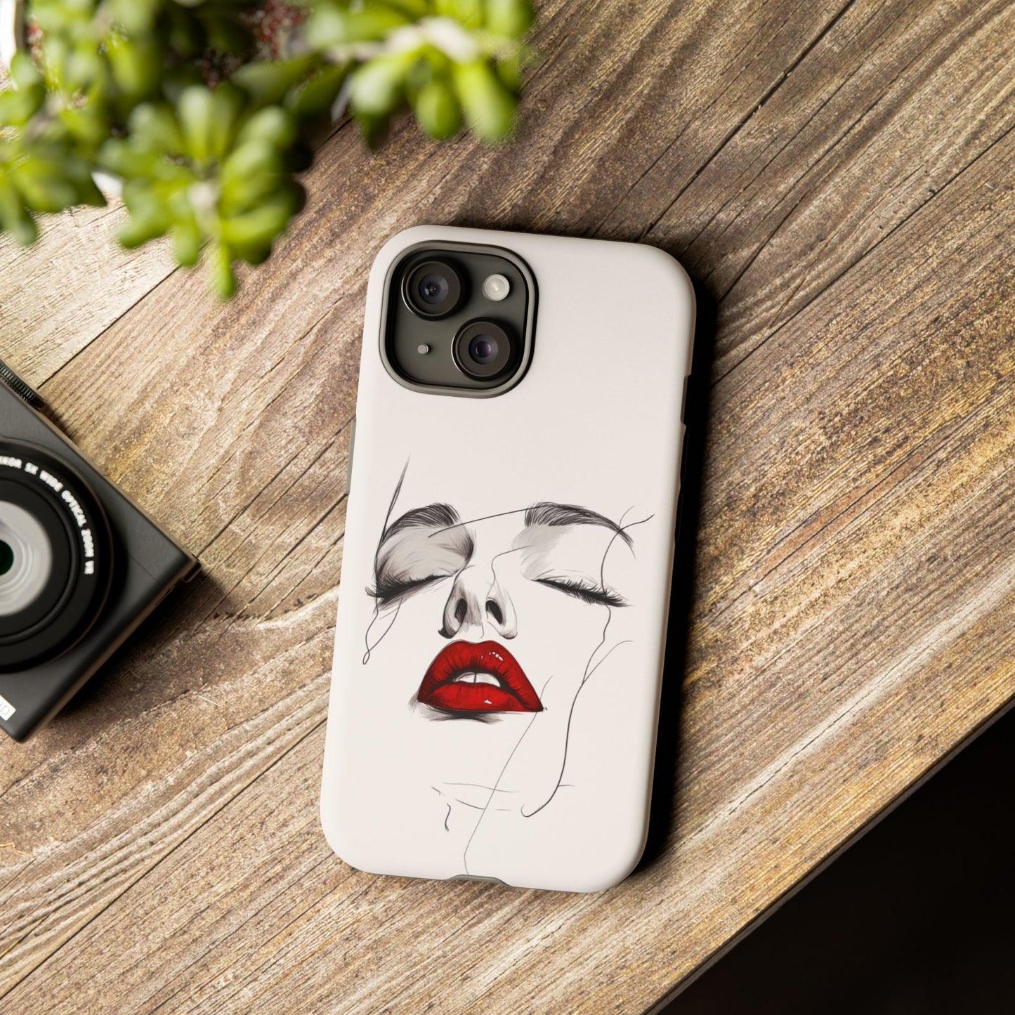 Stylish Phone Case with Artistic Lip Design, Femme Tech Accessory, Trendy Device Cover, Gift for Her, Unique Phone Accessories