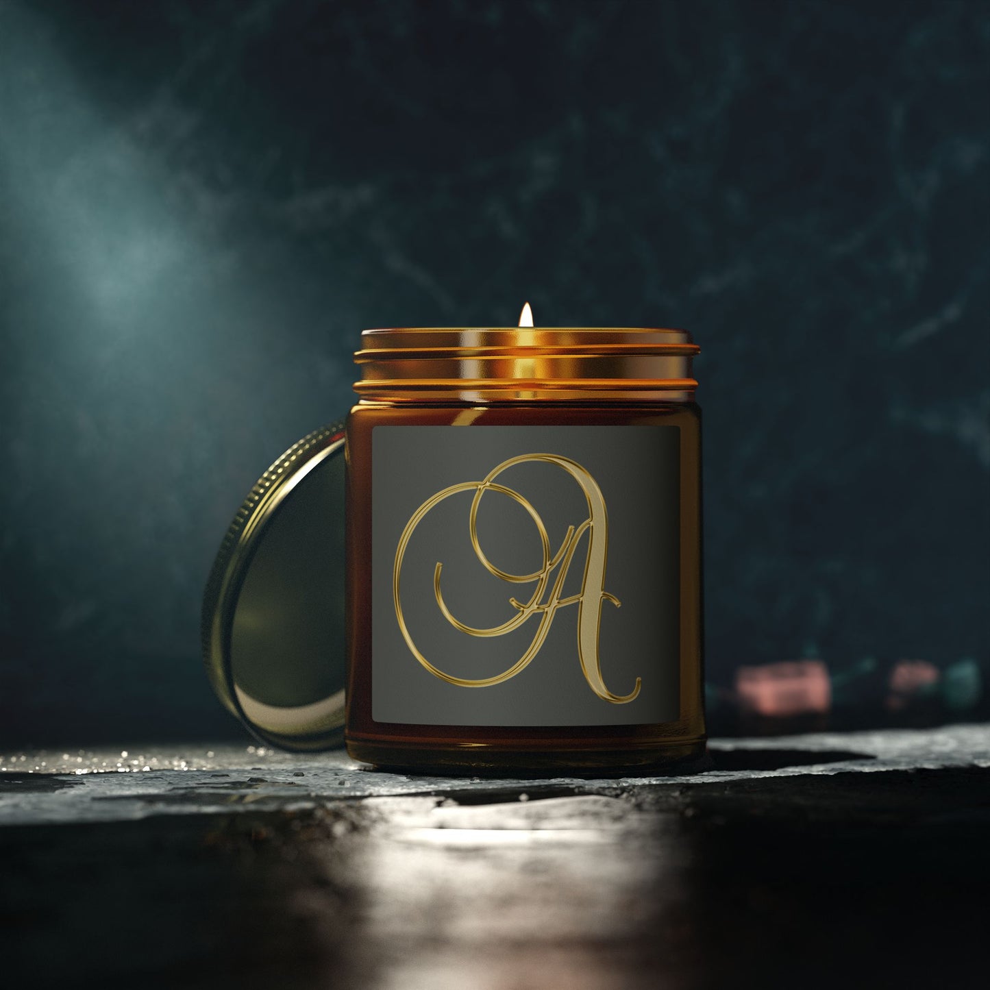 Monogram 'A' Coconut Apricot Scented Candle (4oz/9oz)