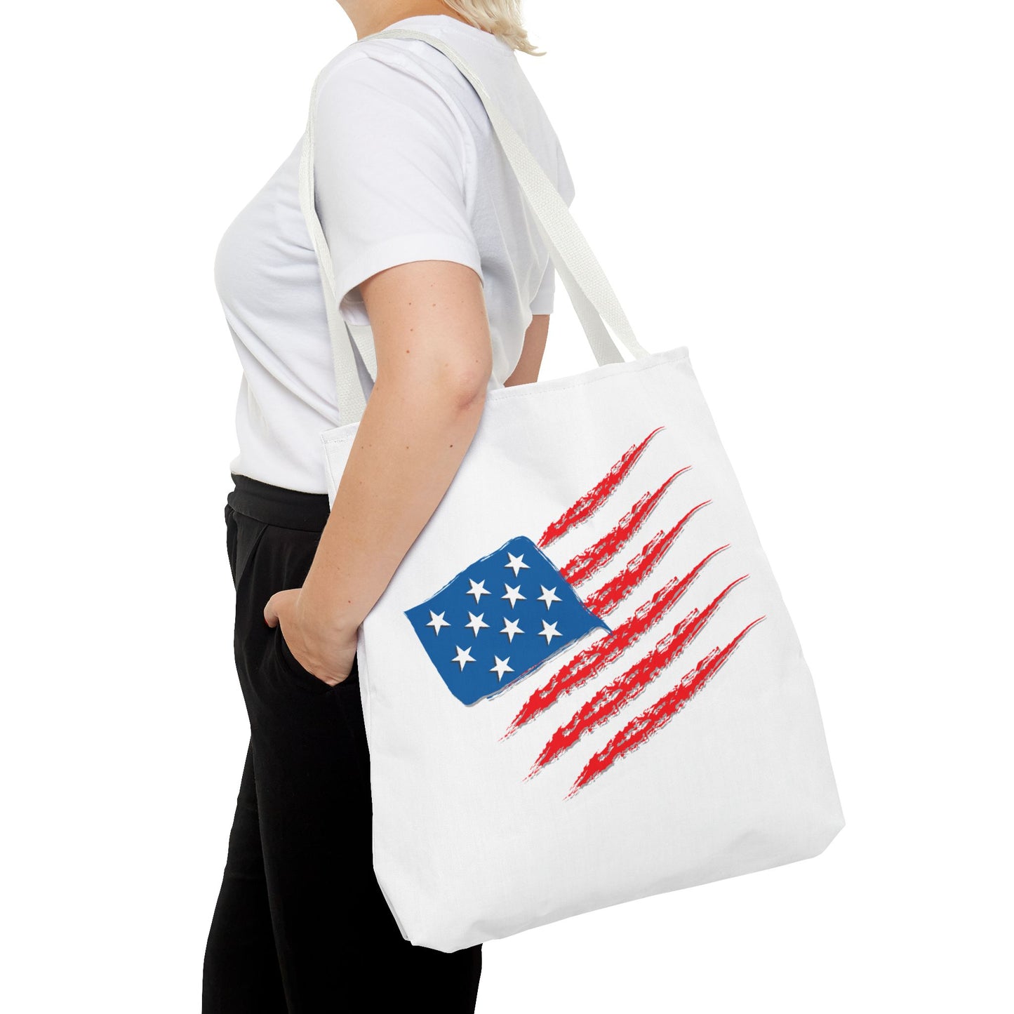 Patriotic Tote Bag | USA Pride | American Flag Design | Eco-Friendly Market Bag | Gift for Fourth of July, Veterans, Memorial Day