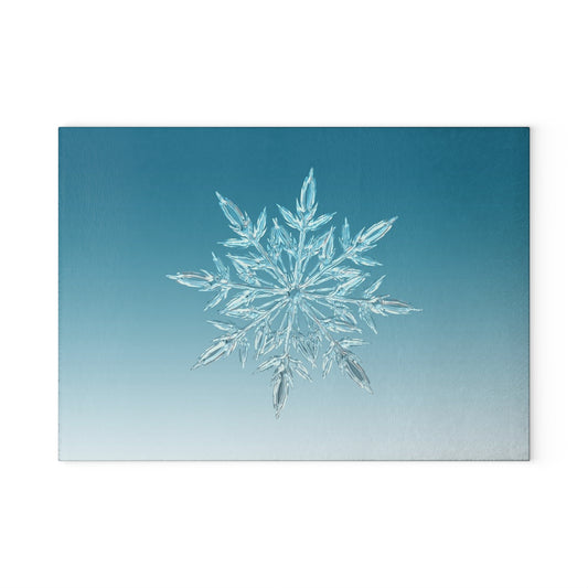 Snowflake Glass Cutting Board — Winter Kitchen Décor & Holiday Gift