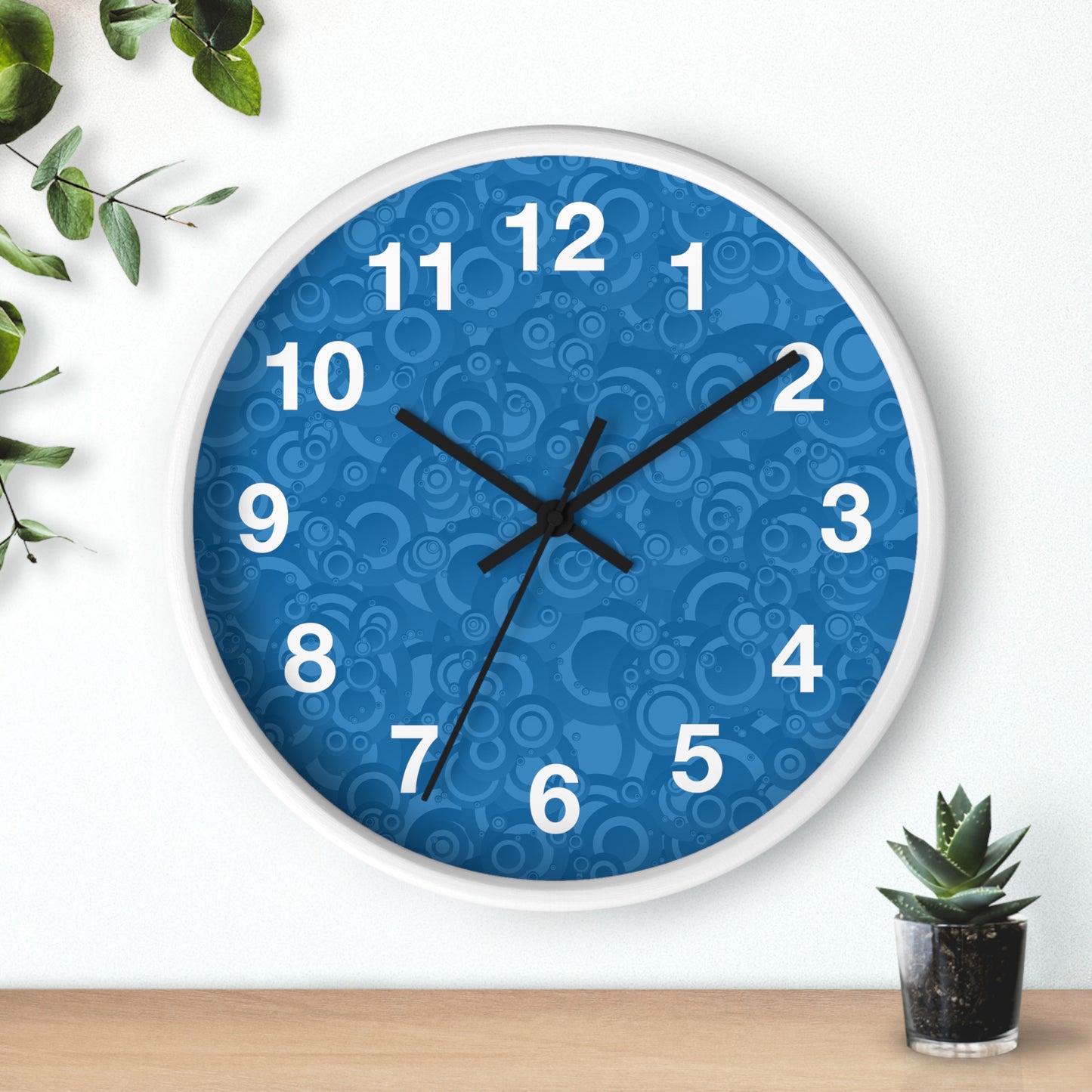 Modern Abstract Wall Clock, Home Decor, Unique Gift, Blue Pattern Clock, Wall Art for Living Room, Office Decor