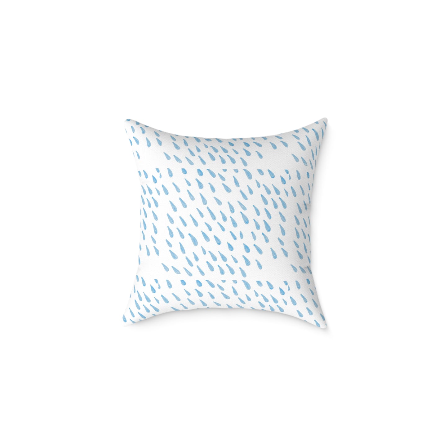 Blue Raindrop Pattern Square Pillow — Minimal Coastal Decorative Throw Pillow