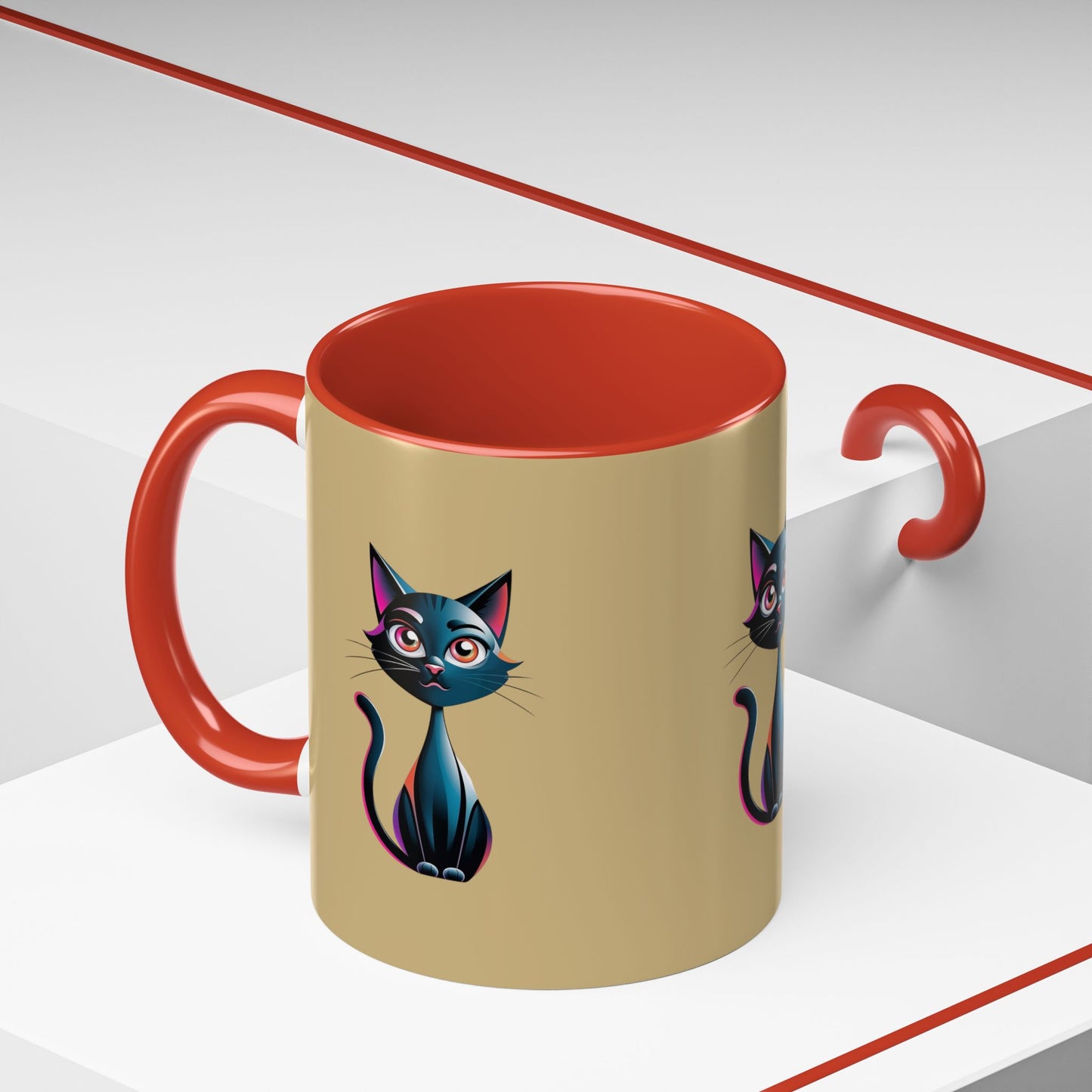 Cute Cat Accent Coffee Mug - Perfect for Cat Lovers, Gift for Birthdays, Home Decor, Animal Enthusiasts, Fun Kitchenware